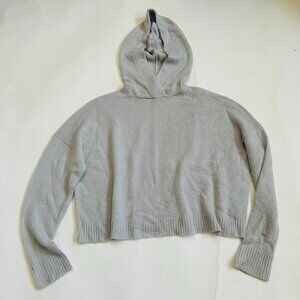 Theory Cashmere hoodie Sweater Womens Size S Crop Gray Knit Casual Preppy